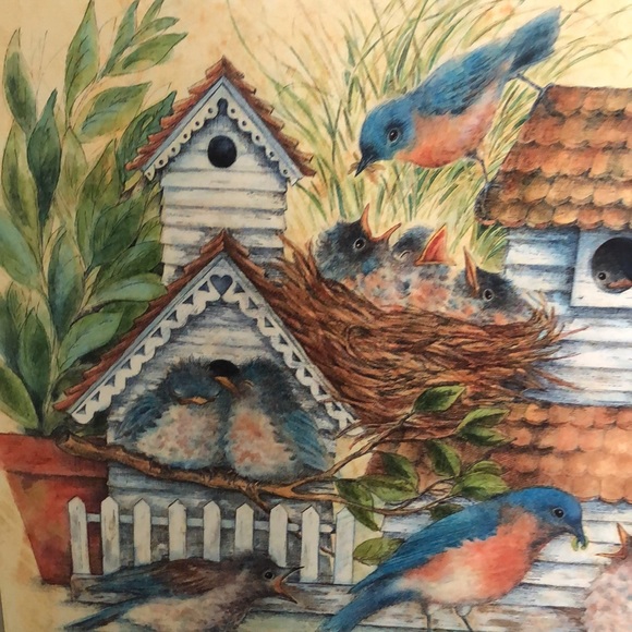 Wall Picture Blue Birds Birdhouse Cottage - Picture 3 of 5